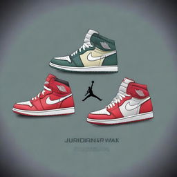 A digital art piece showcasing the evolution of the Air Jordan sneakers