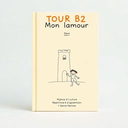 A simple and appealing book cover design for 'TOUR B2 Mon amour', featuring a light and cheerful background color, such as soft yellow or pale blue