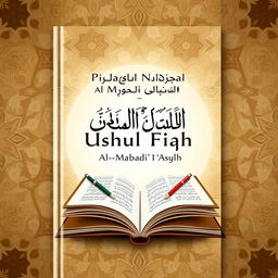 A book cover design for 'Pengantar Ushul Fiqh: Al-Mabadi' Al-'Asyrah', showcasing the title prominently in elegant Arabic script