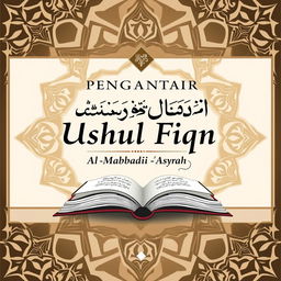 A book cover design for 'Pengantar Ushul Fiqh: Al-Mabadi' Al-'Asyrah', showcasing the title prominently in elegant Arabic script