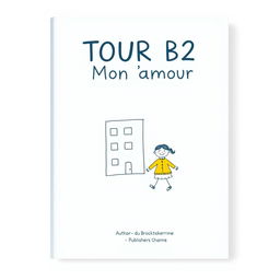A simple and charming book cover design for 'TOUR B2 Mon amour', featuring a light, cheerful background color, like soft pastel blue or pale yellow