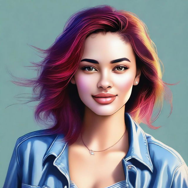 A digital art image of an attractive young woman