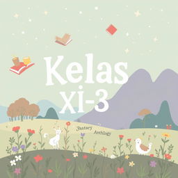 A simple, whimsical illustration for a fantasy-themed short story anthology titled 'Kelas XI-3'