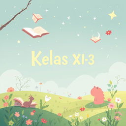 A simple, whimsical illustration for a fantasy-themed short story anthology titled 'Kelas XI-3'
