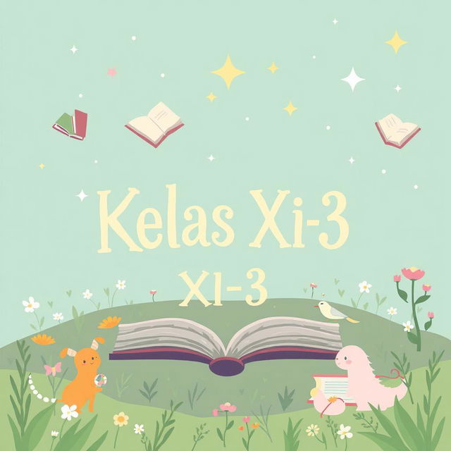 A simple, whimsical illustration for a fantasy-themed short story anthology titled 'Kelas XI-3'