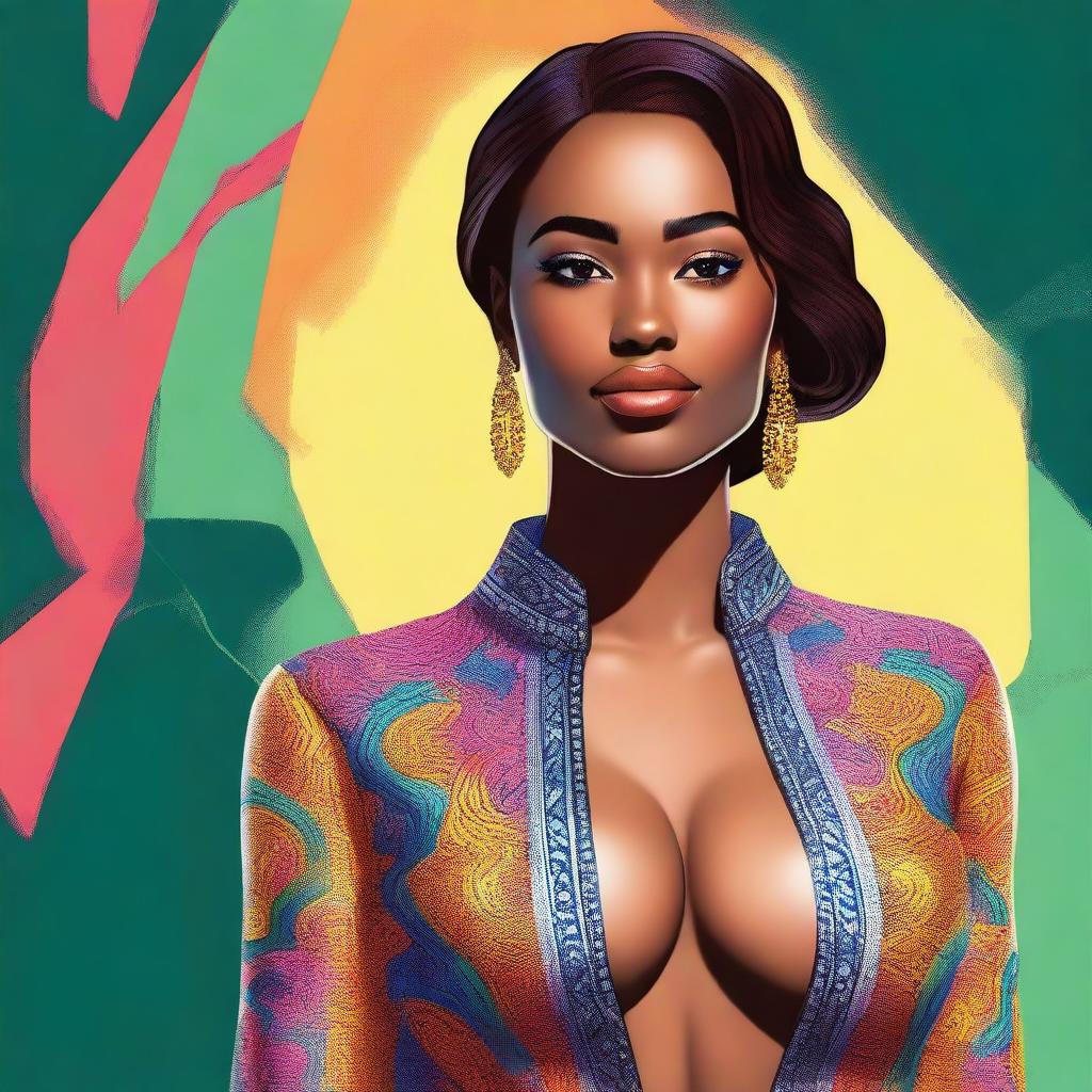 A high-quality digital art image featuring a young woman with a prominent chest