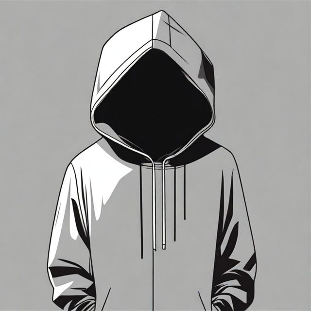 This is a high-quality digital art image of a faceless person wearing a hoodie with the hood down