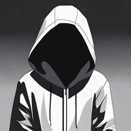 This is a high-quality digital art image of a faceless person wearing a hoodie with the hood down