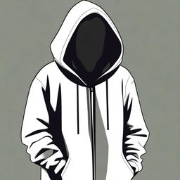 This is a high-quality digital art image of a faceless person wearing a hoodie with the hood down