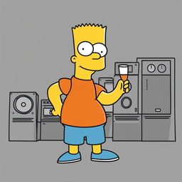 A revised digital art image of Bart Simpson from 'The Simpsons', now featuring an orange shirt instead of the usual red