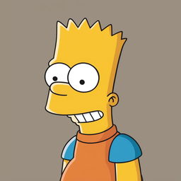 A revised digital art image of Bart Simpson from 'The Simpsons', now featuring an orange shirt instead of the usual red