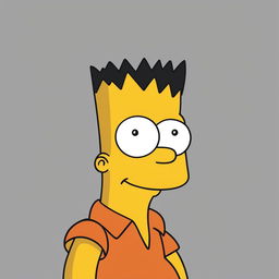 A revised digital art image of Bart Simpson from 'The Simpsons', now featuring an orange shirt instead of the usual red