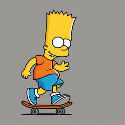 A revised digital art image showing Bart Simpson from 'The Simpsons' riding a skateboard, wearing an orange shirt