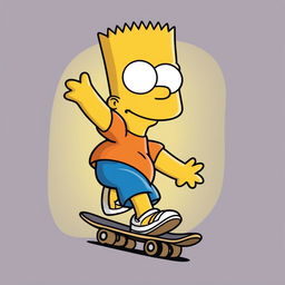 A revised digital art image showing Bart Simpson from 'The Simpsons' riding a skateboard, wearing an orange shirt