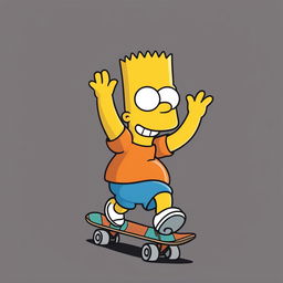 A revised digital art image showing Bart Simpson from 'The Simpsons' riding a skateboard, wearing an orange shirt