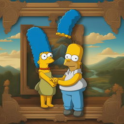 This digital art piece beautifully combines 'The Simpsons' with Leonardo Da Vinci's style, featuring Bart Simpson in a pose similar to the 'Mona Lisa'