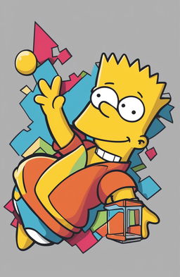 This is a digital art piece of Bart Simpson from The Simpsons