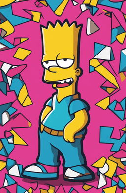 This is a digital art piece of Bart Simpson from The Simpsons