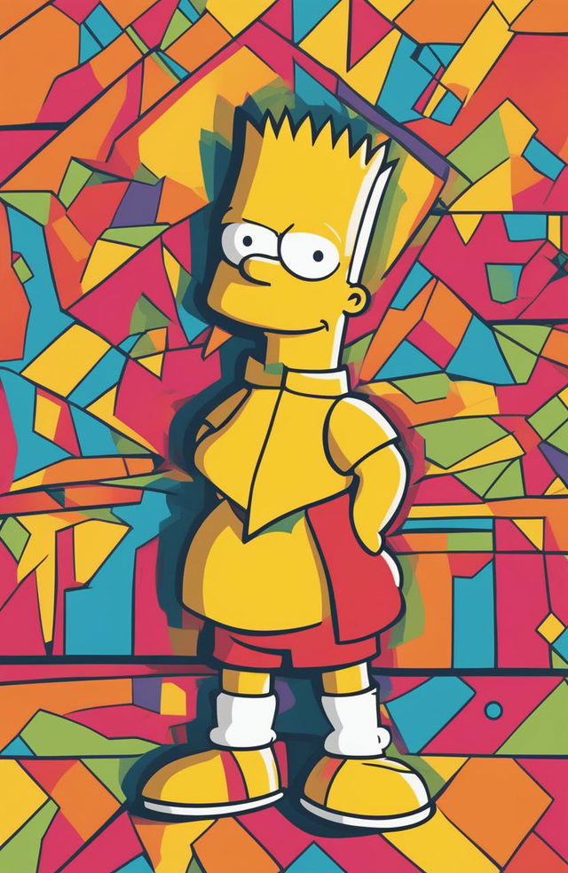 This is a digital art piece of Bart Simpson from The Simpsons