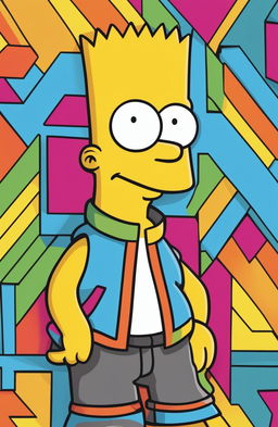 This is a digital art piece of Bart Simpson from The Simpsons