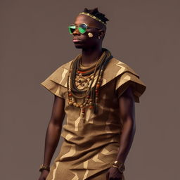 male in futuristic casual Yoruba adire attire