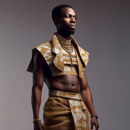 male in futuristic casual Yoruba adire attire