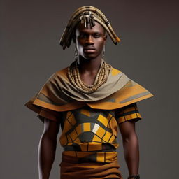 male in futuristic casual Yoruba adire attire