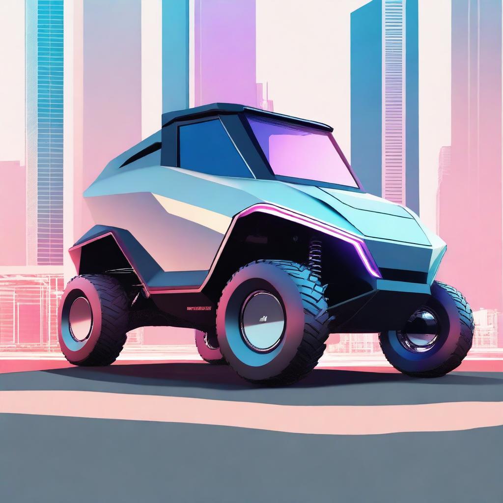 A high-quality digital art of an electric UTV boasting a cybertruck style