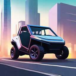 A high-quality digital art of an electric UTV boasting a cybertruck style