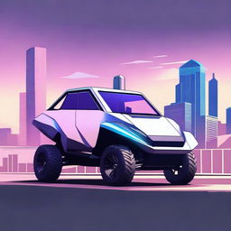 A high-quality digital art of an electric UTV boasting a cybertruck style