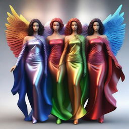 An artful digital rendering of four stunning female angels each representing one of the four elements