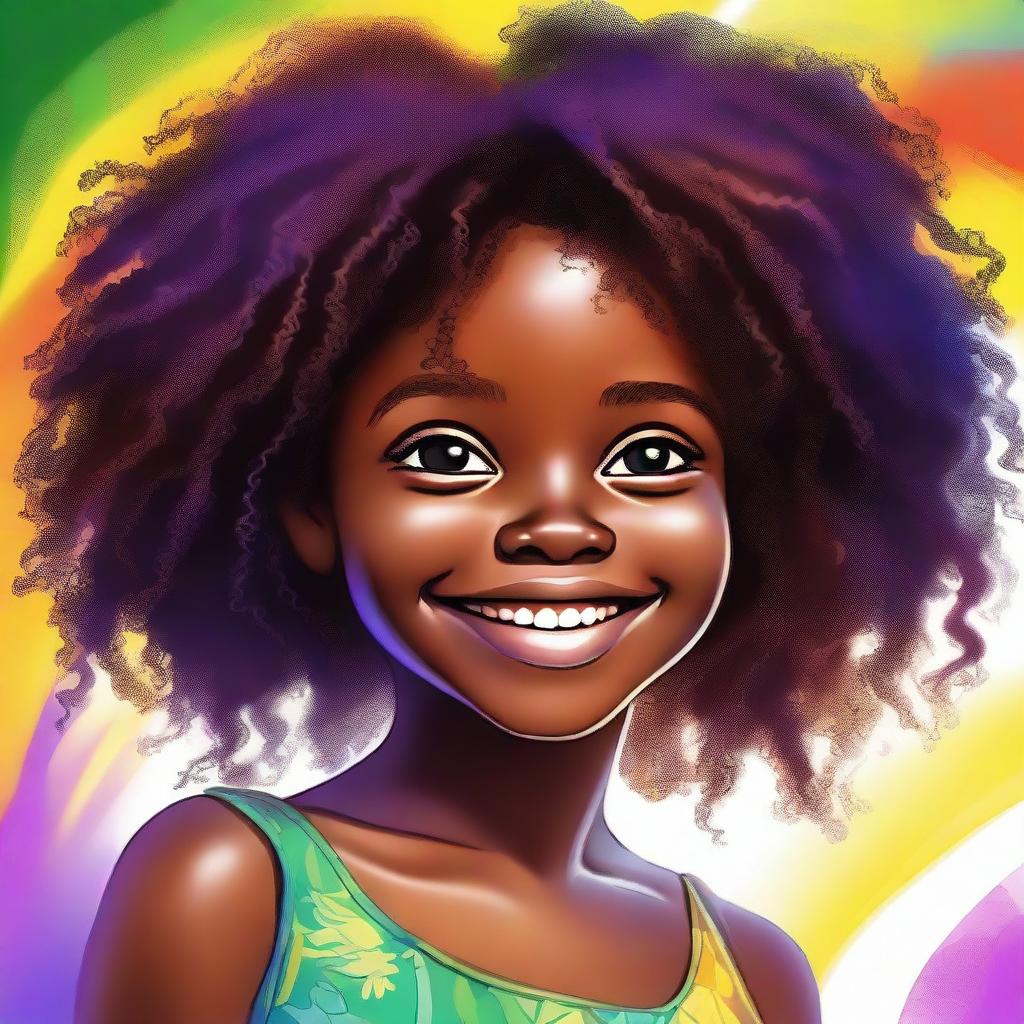 A high-quality digital art image of a young black girl