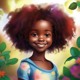 A high-quality digital art image of a young black girl