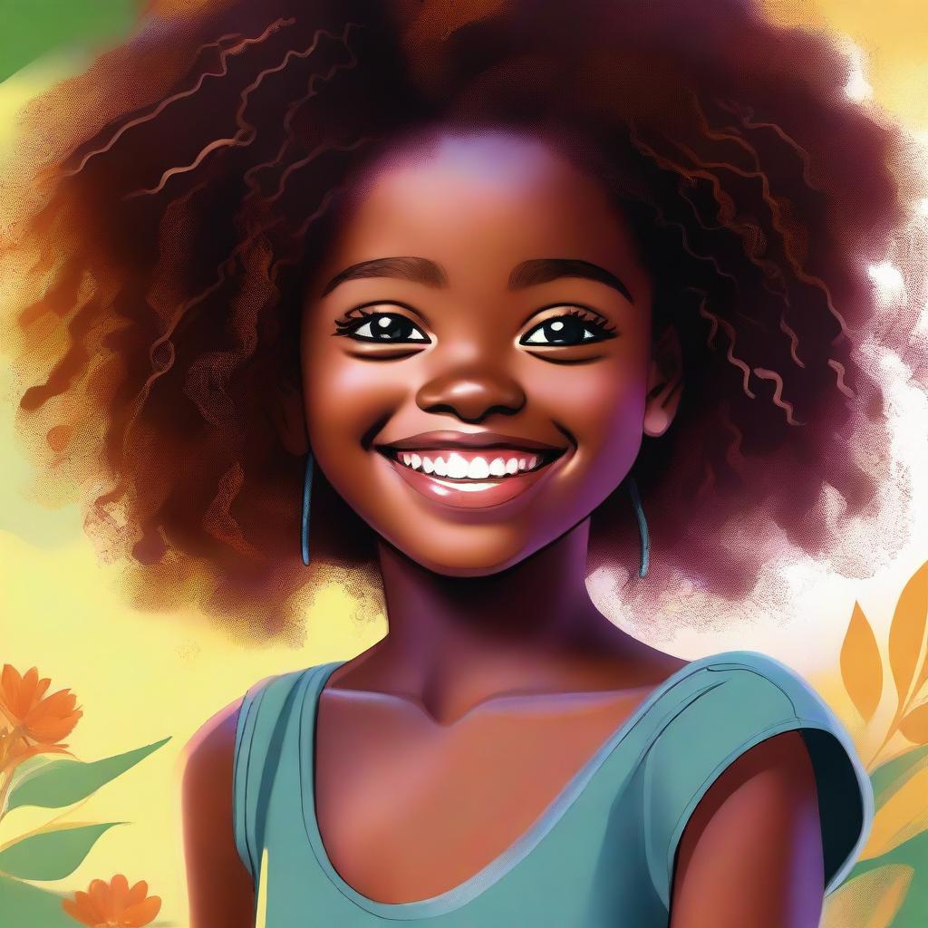 A high-quality digital art image of a young black girl