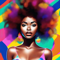 A stunning high-quality digital art image showcasing a girl with Afro-textured hair and prominent, full lips