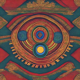 A high-quality digital art image showcasing a t-shirt design infused with cultural patterns