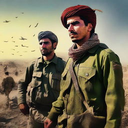 A digital art piece showcasing Kurdish YPG fighters in a state of readiness