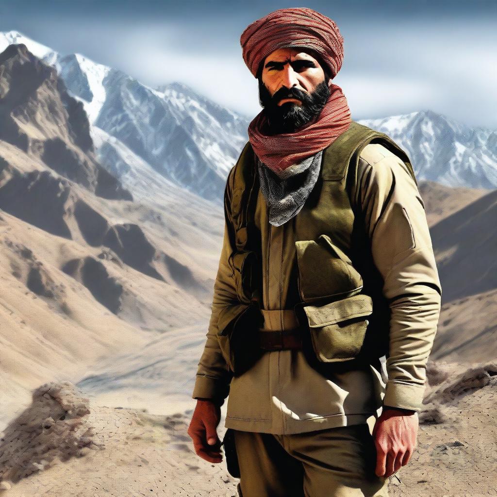 This is a high-quality digital art image depicting a Kurdish guerilla fighter