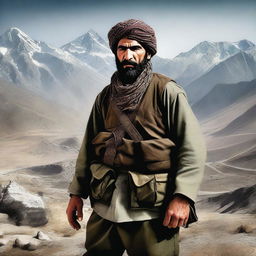 This is a high-quality digital art image depicting a Kurdish guerilla fighter