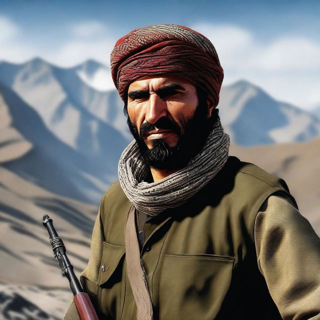 This is a high-quality digital art image depicting a Kurdish guerilla fighter