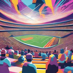 This digital art piece showcases a surreal sports arena