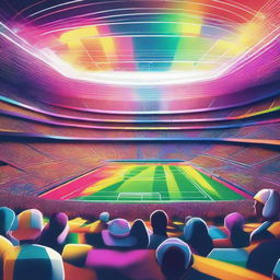 This digital art piece showcases a surreal sports arena