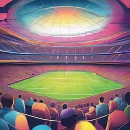 This digital art piece showcases a surreal sports arena