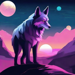 A digital art piece showcasing two figures with wolf ears and tails, standing at the precipice of a desolate landscape, symbolizing the end of the future