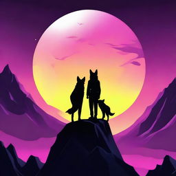 A digital art piece showcasing two figures with wolf ears and tails, standing at the precipice of a desolate landscape, symbolizing the end of the future