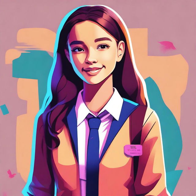 A digital art image of a high school girl