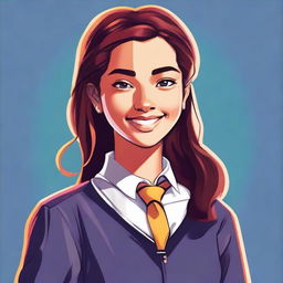 A digital art image of a high school girl