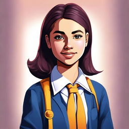 A digital art image of a high school girl