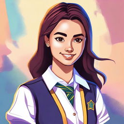 A digital art image of a high school girl