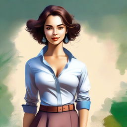 A high-quality digital art image depicting an attractive young woman